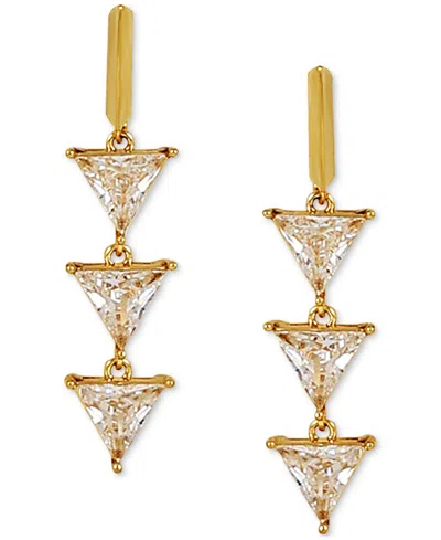 Guess 14k Gold-plated Cubic Zirconia Triangle Linear Charm Hoop Earrings