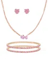 Guess 3-pc. Cubic Zirconia Gold-tone Heart Necklace, Stud Earrings, And Bracelet Gift Set In Gold