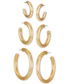Guess 3-pc. Set Polished Medium & Large Hoop Earrings In Gold