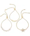 Guess 3-pc. Set Rhinestone Bezel & Star Slider Bracelets