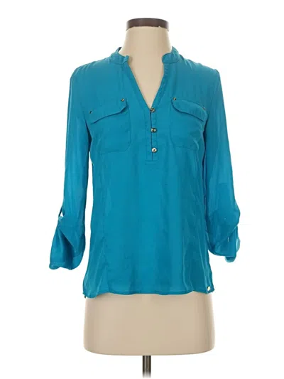 Pre-owned Guess 3/4 Sleeve Blouse In Blue