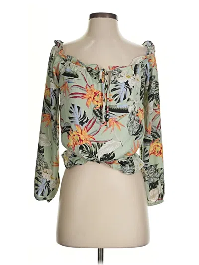 Pre-owned Guess 3/4 Sleeve Blouse In Green
