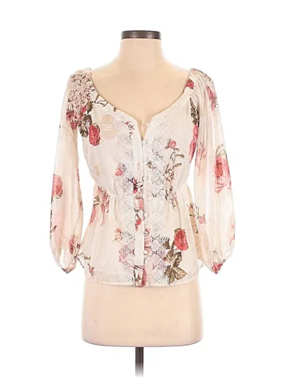 Pre-owned Guess 3/4 Sleeve Blouse In Ivory