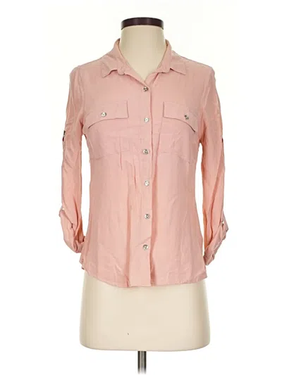 Pre-owned Guess 3/4 Sleeve Button Down Shirt In Pink