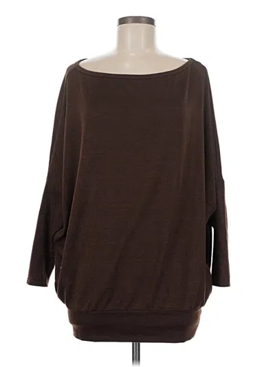 Pre-owned Guess 3/4 Sleeve Top Brown Boatneck Tops