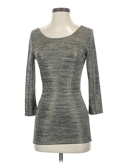 Pre-owned Guess 3/4 Sleeve Top Gray Boatneck Tops