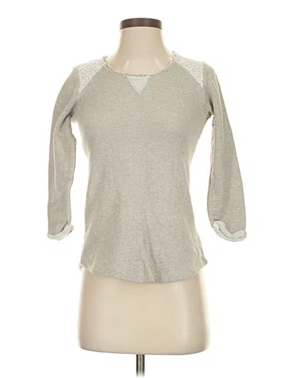 Pre-owned Guess 3/4 Sleeve Top Gray Crew Neck Tops