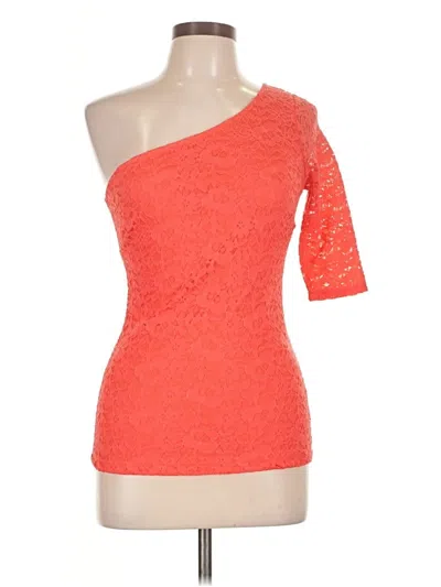 Pre-owned Guess 3/4 Sleeve Top Orange One Shoulder Neckline Tops