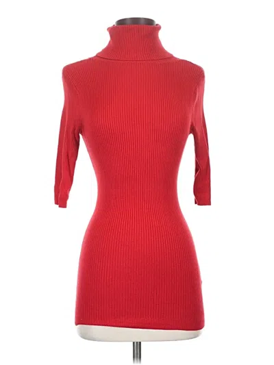 Pre-owned Guess 3/4 Sleeve Top Red Turtleneck Tops