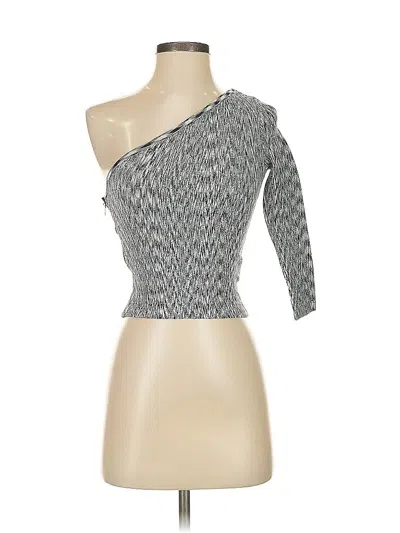 Pre-owned Guess 3/4 Sleeve Top Silver One Shoulder Neckline Tops