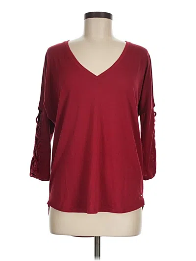 Pre-owned Guess 3/4 Sleeve T-shirt In Burgundy