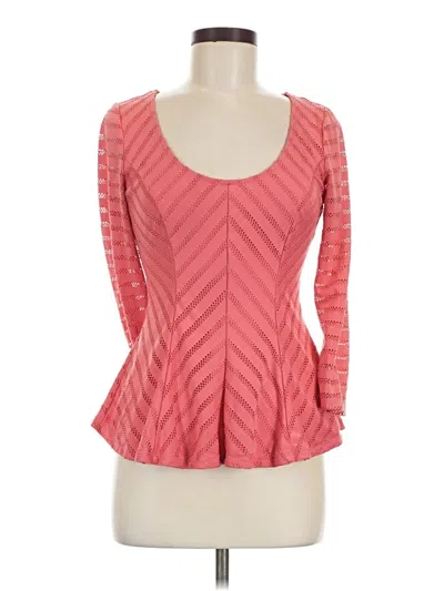 Pre-owned Guess 3/4 Sleeve T-shirt In Pink
