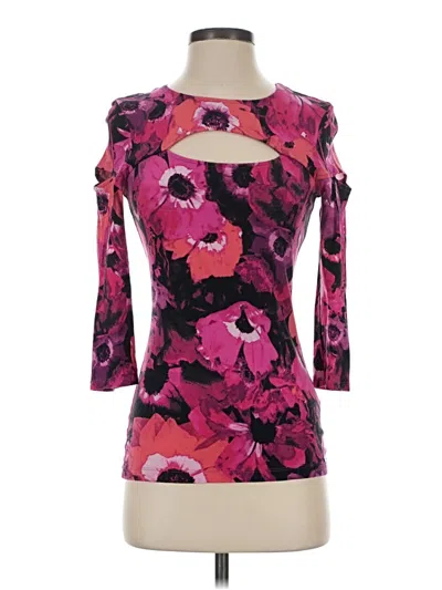 Pre-owned Guess 3/4 Sleeve T-shirt In Pink