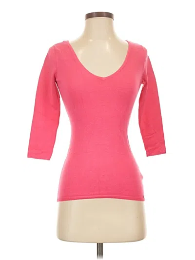 Pre-owned Guess 3/4 Sleeve T-shirt In Pink