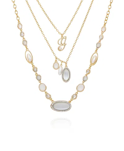 Guess 3-pc. Gold-tone Multi-layer Necklace Set In Red