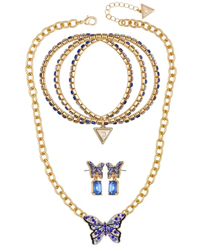 Guess 3-pc. Gold-tone Necklace, Bracelet & Stud Earrings Set