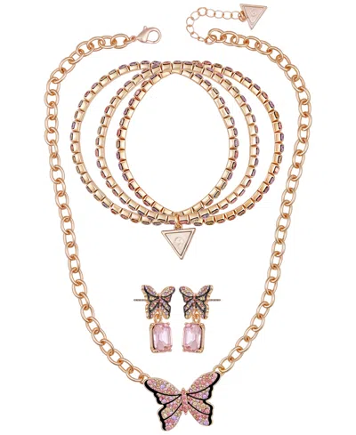 Guess 3-pc. Gold-tone Necklace, Bracelet & Stud Earrings Set