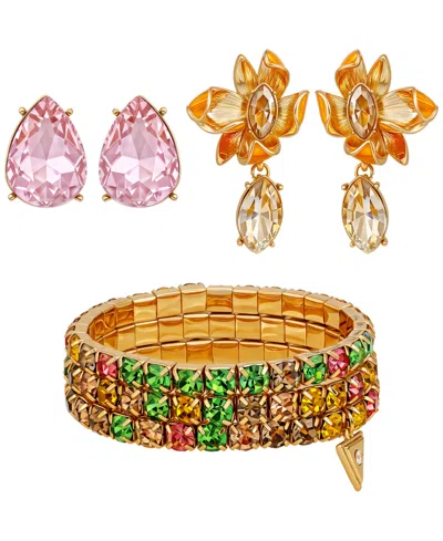 Guess 3-pc. Rose Gold-tone Bracelet And Stud Earrings Set