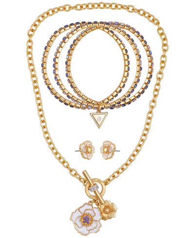 Guess 3-pc. Rose Gold-tone Necklace, Bracelet & Stud Earrings Set