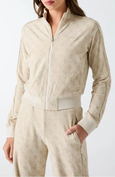 Guess 4g Logo Allover Jacquard Track Jacket In Multi