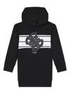 Guess 4g Logo Hooded Dress In Black