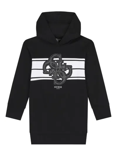 Guess Kids' 4g Logo Hooded Dress In Black