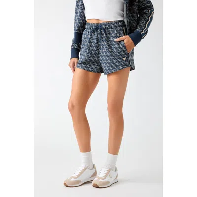 Guess 4g Logo Jacquard Drawstring Shorts In Blue