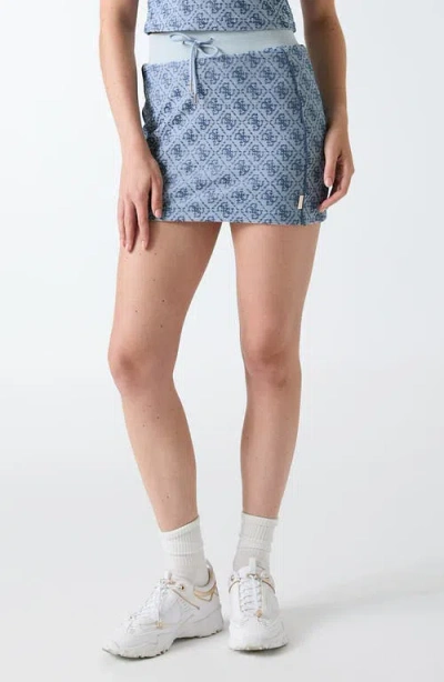 Guess 4g Logo Jacquard Miniskirt In Blue