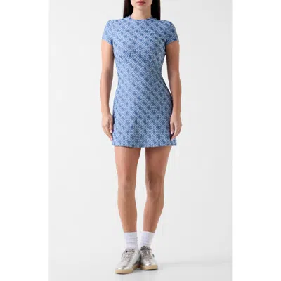 Guess 4g Monogram Jacquard Minidress In Blue
