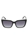 Guess 55mm Square Sunglasses In Shiny Black/gradient Smoke