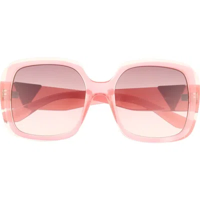 Guess 55mm Square Sunglasses In Shiny Pink/gradient Brown