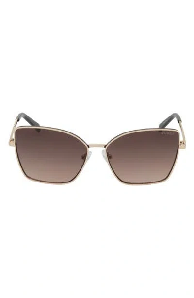 Guess 57mm Butterfly Gradient Sunglasses In Gold
