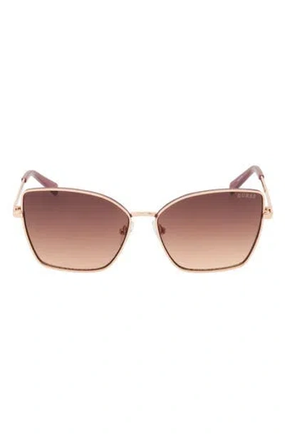 Guess 57mm Butterfly Gradient Sunglasses In Gold