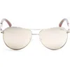 Guess 58mm Pilot Sunglasses In Shiny Rose Gold/brown Mirror