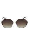 Guess 60mm Geometric Sunglasses In Gold / Gradient Brown