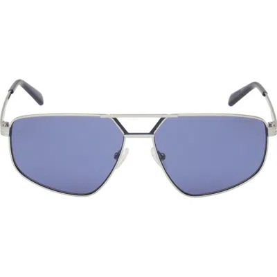Guess 61mm Geometric Sunglasses In Blue
