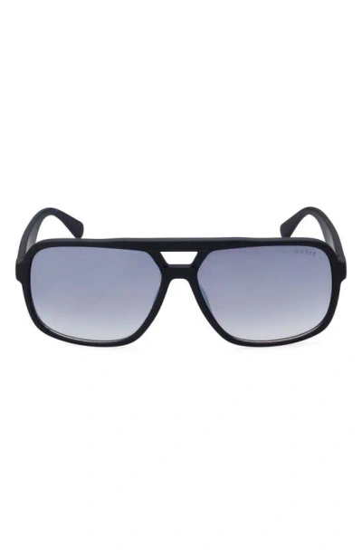 Guess 61mm Pilot Sunglasses In Matte Black / Smoke Mirror