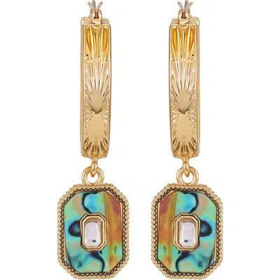 Guess Abalone Drop Earrings In Gold