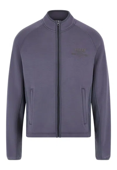 Guess-activewear Full Zip Sweatshirt Man Guess Activewear In Blue
