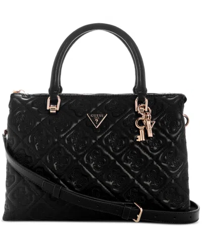 Guess Adelasia Multi Compartment Small Satchel In Black