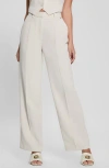 Guess Adele Front Pleat Wide Leg Pants In Cream White