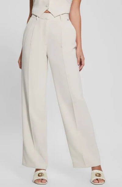 Guess Adele Front Pleat Wide Leg Pants In Cream White