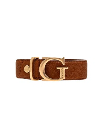 Guess Adjustable Logo Buckle Belt In Brown