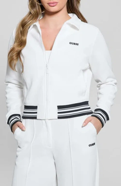 Guess Amaryllis Zip-up Sweatshirt In White