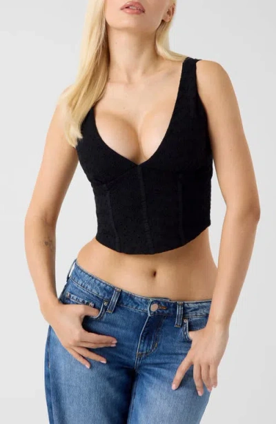 Guess Amaya Eyelet Cutout Crop Tank In Black