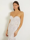 Guess Amera Lace Bustier Top Womens White Sweetheart Neck Back Zip Fts1270 In White