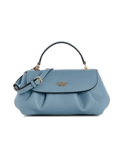 Guess Amorette Top Handle Medium Flap Satchel Handbag In Blue