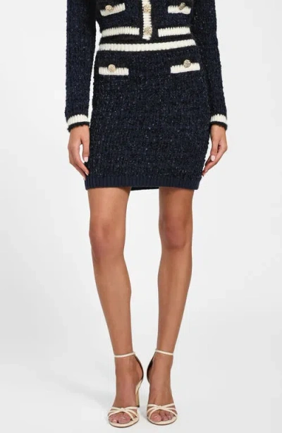 Guess Aomori Tape Yarn Pencil Sweater Skirt In Blue