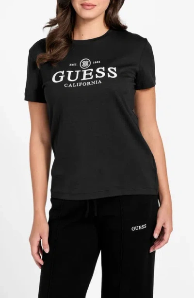 Guess Arabella Graphic Print Organic Cotton Blend T-shirt In Black