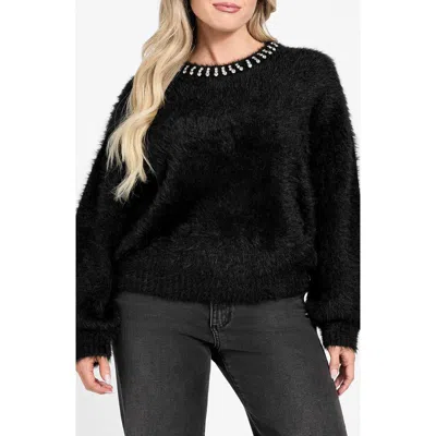 GUESS GUESS ARISA RHINESTONE ACCENT CREWNECK SWEATER